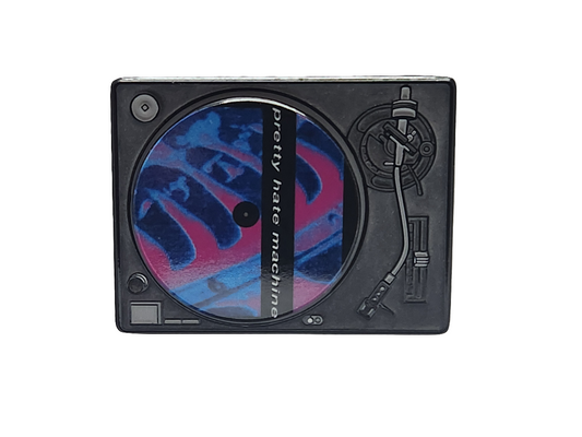 ***NEW! NIN Spinning Turntable Pretty Hate Machine V2 Glow in the Dark inspired enamel pin