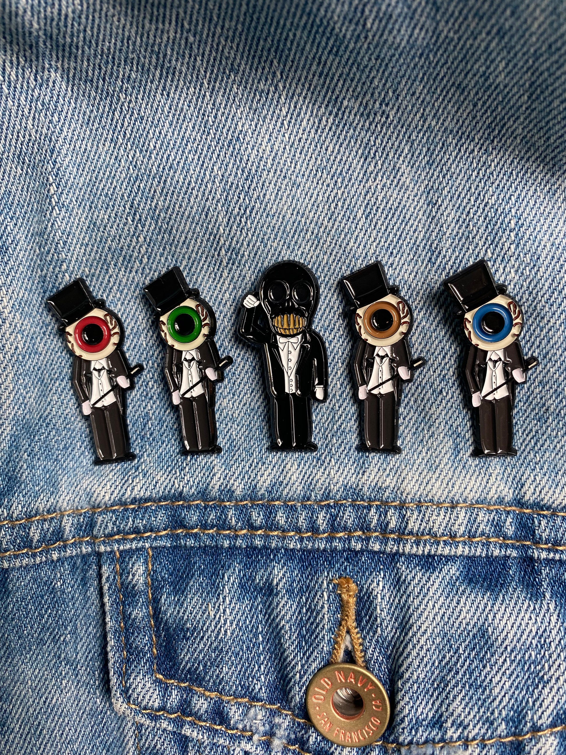 The Residents Eyeball and Mr. Skull Character Inspired Pins