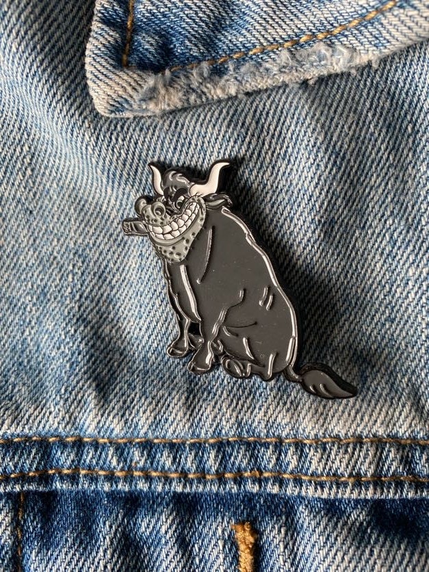 Primus Stud Bull from Tommy the Cat inspired enamel pin